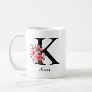 Blumenmonogramm Buchstabe K Margaret Benutzerdefin Kaffeetasse