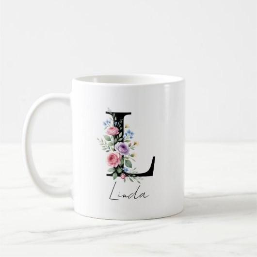 Blumenmonogramm – Buchstabe L Kaffeetasse (Links)