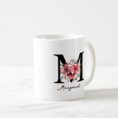 Blumenmonogramm Buchstabe M Margaret Benutzerdefin Kaffeetasse (VorderseiteRechts)