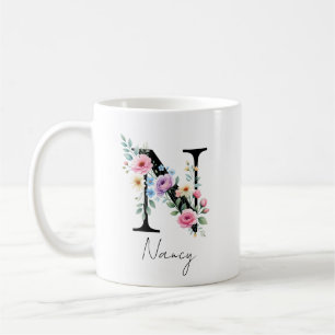 Blumenmonogramm – Buchstabe N Kaffeetasse