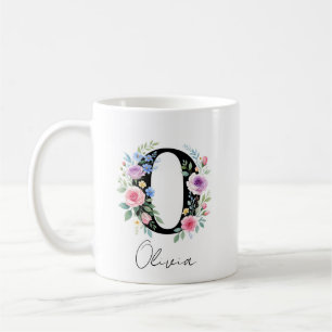 Blumenmonogramm – Buchstabe O Kaffeetasse