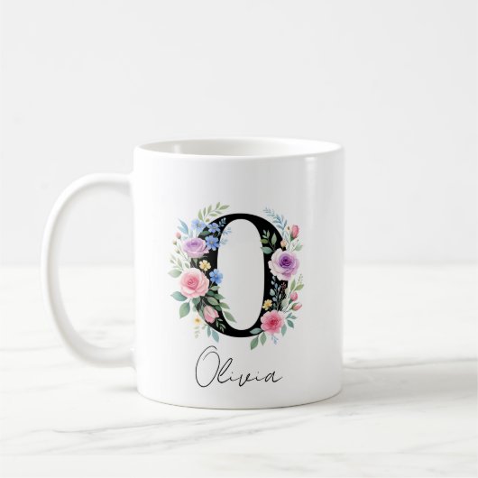 Blumenmonogramm – Buchstabe O Kaffeetasse (Links)