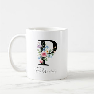 Blumenmonogramm – Buchstabe P Kaffeetasse