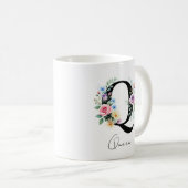 Blumenmonogramm – Buchstabe Q Kaffeetasse (VorderseiteRechts)