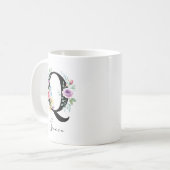 Blumenmonogramm – Buchstabe Q Kaffeetasse (Vorderseite Links)