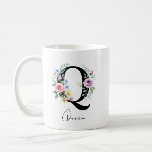 Blumenmonogramm – Buchstabe Q Kaffeetasse