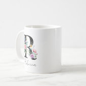 Blumenmonogramm – Buchstabe R Kaffeetasse (Vorderseite Links)