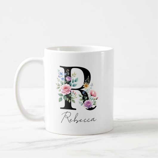 Blumenmonogramm – Buchstabe R Kaffeetasse (Links)