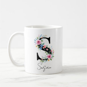 Blumenmonogramm – Buchstabe S Kaffeetasse