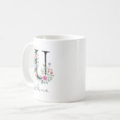 Blumenmonogramm – Buchstabe U Kaffeetasse (Vorderseite Links)