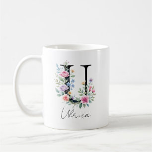Blumenmonogramm – Buchstabe U Kaffeetasse