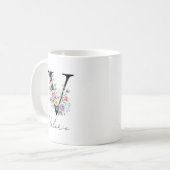 Blumenmonogramm – Buchstabe V Kaffeetasse (Vorderseite Links)