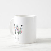 Blumenmonogramm – Buchstabe W Kaffeetasse (Vorderseite Links)