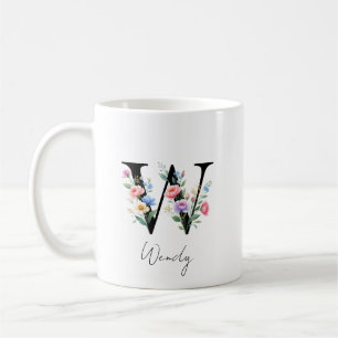 Blumenmonogramm – Buchstabe W Kaffeetasse