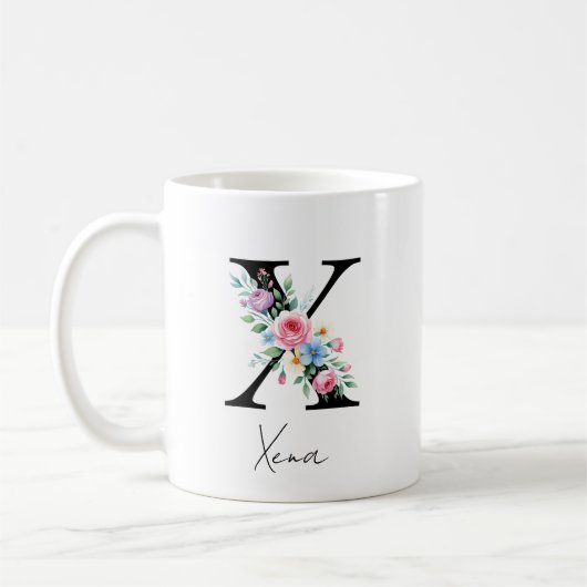 Blumenmonogramm – Buchstabe X Kaffeetasse (Links)