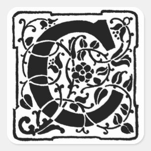 Blumenmonogramm 'C' - Aufkleber