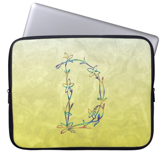 BLUMENmonogramm D Laptopschutzhülle (Vorderseite)