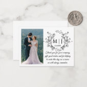 Blumenmonogramm danke Ihnen Hochzeit Foto Mitteilungskarte (Vorderseite/Rückseite Beispiel)