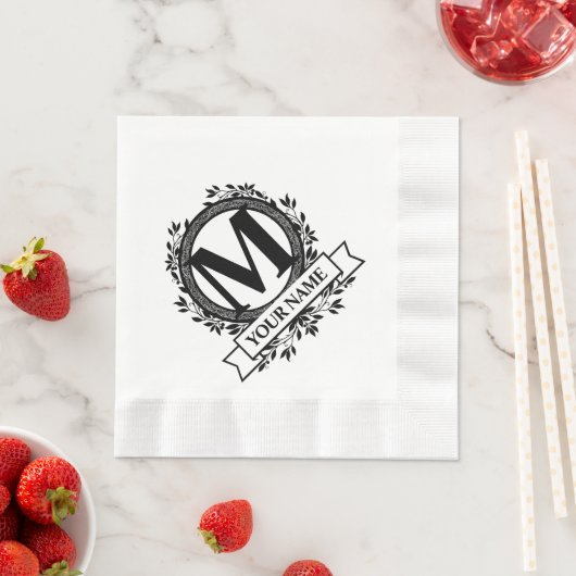 Blumenmonogramm-Design Serviette (Beispiel)