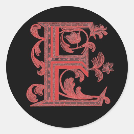 Blumenmonogramm E Runder Aufkleber (Vorderseite)