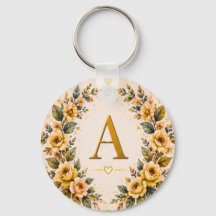 Blumenmonogramm Ein personalisierter Schlüsselanhä