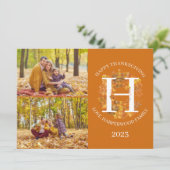 Blumenmonogramm-Erntedank-Foto-Collage Feiertagskarte (Stehend Vorderseite)