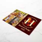 Blumenmonogramm-Erntedank-Foto-Collage Folien Feiertagskarte (Gedreht)