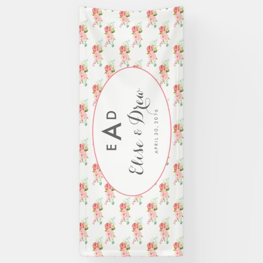 Blumenmonogramm-Fahne Banner (Vertikal)