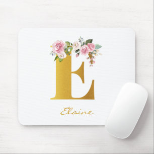 Blumenmonogramm Fauxgold Name Anfangsbuchstabe Per Mousepad