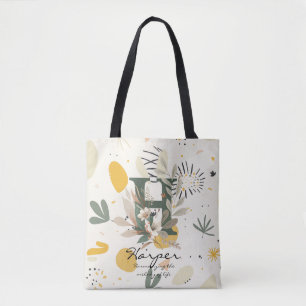 Blumenmonogramm H – Lebendige botanische Buchstabe Tasche
