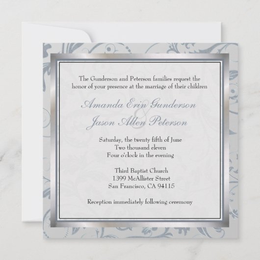 Blumenmonogramm-Hochzeits-Einladung Einladung (Rückseite)