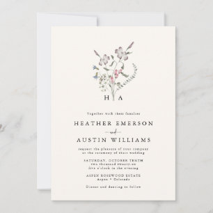 Blumenmonogramm-Hochzeitseinladung Einladung