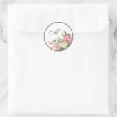 Blumenmonogramm-Hochzeitsstipps Runder Aufkleber (Tasche)