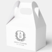 Blumenmonogramm Hochzeitweißes Wappen Modernes Geschenkschachtel (Rückseite)