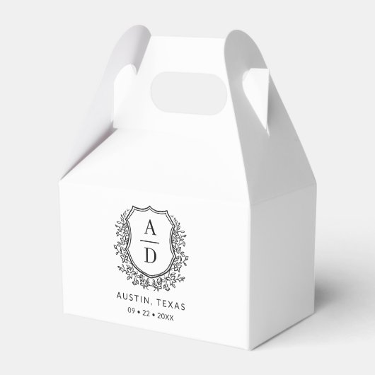 Blumenmonogramm Hochzeitweißes Wappen Modernes Geschenkschachtel (Vorderseite)