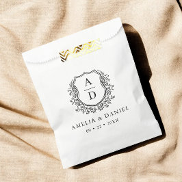 Blumenmonogramm Hochzeitweißes Wappen Modernes Geschenktütchen