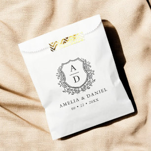 Blumenmonogramm Hochzeitweißes Wappen Modernes Geschenktütchen