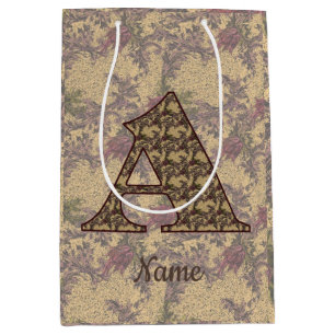 Blumenmonogramm Initiale A Elegant Personalisiert Mittlere Geschenktüte