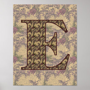 Blumenmonogramm Initiale E Elegant Poster