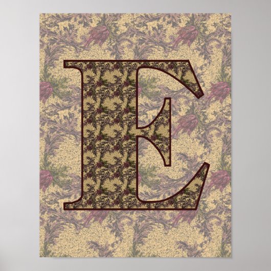 Blumenmonogramm Initiale E Elegant Poster (Vorne)
