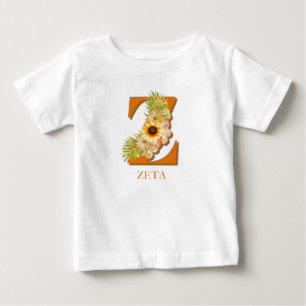 Blumenmonogramm Letter Z Sonnenblume mit Namen Baby T-shirt