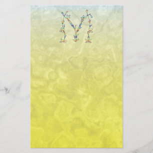 BLUMENmonogramm M Briefpapier