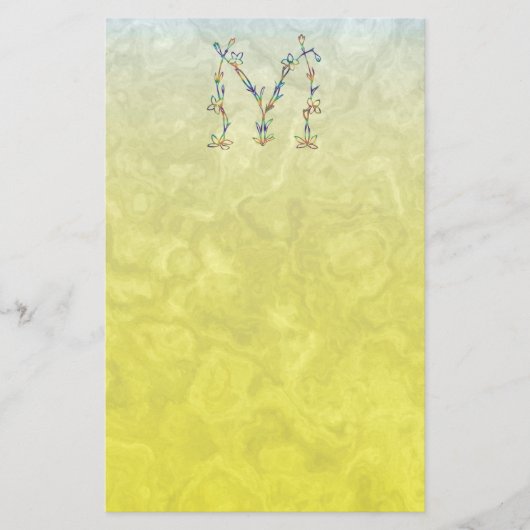 BLUMENmonogramm M Briefpapier (Vorderseite)
