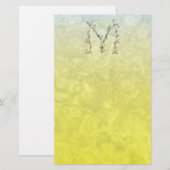 BLUMENmonogramm M Briefpapier (Vorne/Hinten)