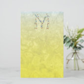 BLUMENmonogramm M Briefpapier (Stehend Vorderseite)