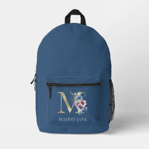 Blumenmonogramm M Name Bedruckter Rucksack