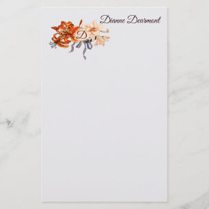 Blumenmonogramm mit Ihrer Wahl der Buchstaben Briefpapier