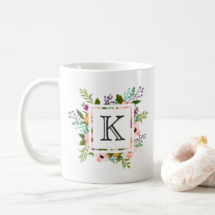 Blumenmonogramm mit Schnörkel Kaffeetasse