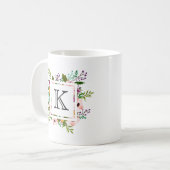 Blumenmonogramm mit Schnörkel Kaffeetasse (Vorderseite Links)