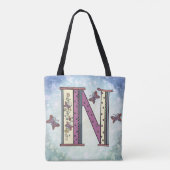 Blumenmonogramm N  Einkaufstasche Tasche (Rückseite)